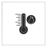 icon of thermometer with high temperature on a white background. vector