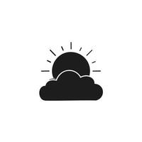 Sun and cloud icon. Weather forecast symbol. Flat design style. vector