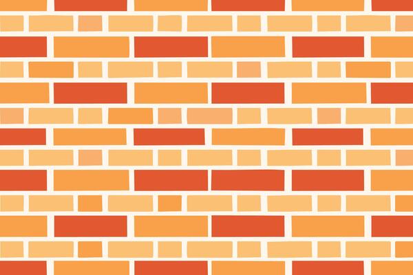 Seamless pattern with brick wall illustration. Orange color.