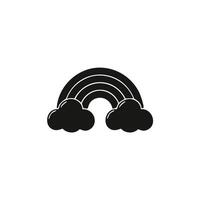 Rainbow with clouds black simple icon on white background for web design vector
