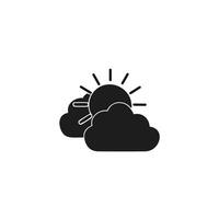 Sun and cloud icon. Weather forecast symbol. Flat design style vector