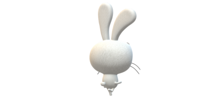 3D Bunny back angle on a Transparent Background png
