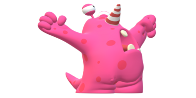 Pink Monster with open arms on a Transparent Background png