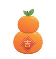 Stacked oranges with spring couplets on them represent good things, Chinese New Year vector