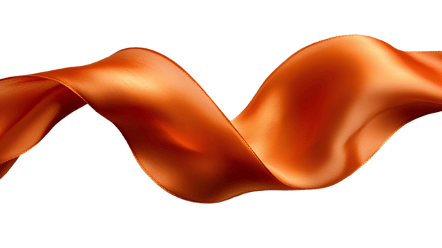 Orange silk string , transparent background, smooth and elegant silk texture. Thin orange thread for crafting, decoration, or gift wrapping. Isolated silk string element, minimalist design png