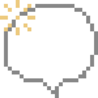 8bit retro game pixel speech bubble balloon with sparkle star icon sticker memo keyword planner text box banner png