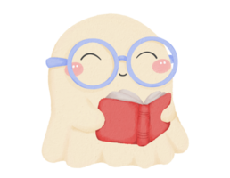 ghost reading a book cartoon, transparent background png