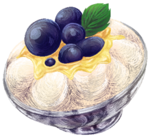 Pavlova with blue berry on top in pixel art style png
