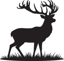 silhouette of a deer standing in the grass vector