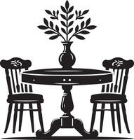 dining table with chairs and lamp vector