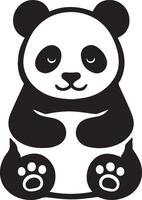 Panda Silhouette in with White Color Background, vector