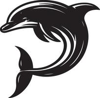 a dolphin in black and white on a white background vector