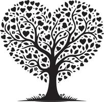 a black and white heart tree with hearts in the shape of a heart vector