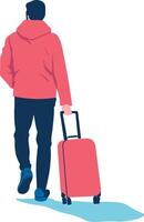 illustration of a man with a suitcase without background vector