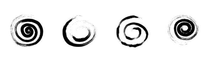 Spiral abstract circle, swirl brush stroke hypnosis psychedelic shape, geometric textured form. Concetric grunge irregular free hand doodle meander. vector