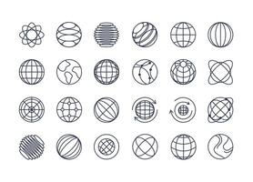 Global line icons collection. line icons for website design. containing worldwide, global, web, global shipping, services, expansion, internet, world, travel, global network. illustration. vector