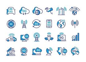 Technology, 5g icon set. such as wifi, internet, iot, cloud, technology, smart home, network, connect and cloud computing. illustration. vector