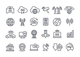 Technology, 5g icon set. such as wifi, internet, iot, cloud, technology, smart home, network, connect and cloud computing. illustration. vector