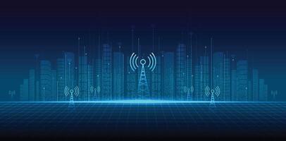 5G network wireless systems and internet technology concept. smart city communication network. 5G wireless mobile internet wifi connection data concept. . vector