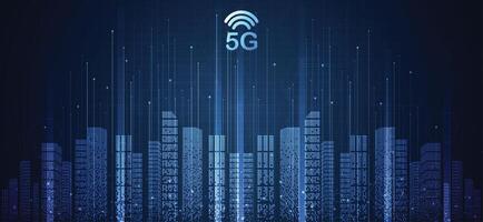 5G network wireless systems and internet technology concept. smart city communication network. 5G wireless mobile internet wifi connection data concept. . vector