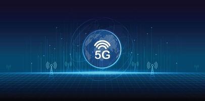 5G network wireless systems and internet technology concept. smart city communication network. 5G wireless mobile internet wifi connection data concept. . vector