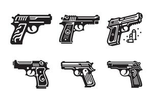 Set of Stylized Gun Form for Logos vector