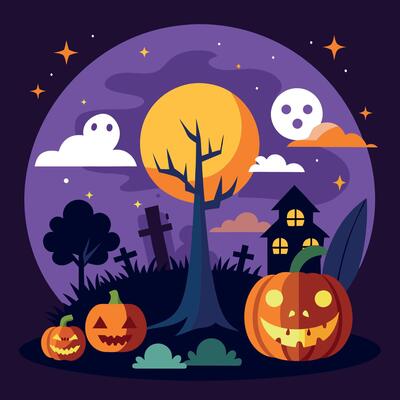 Spooky Nightfall Over Leafy Trees