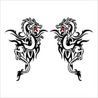 Two dragons facing each other vector