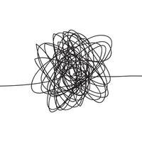 Random chaotic lines. Hand drawing crazy tangled doodles. Icon illustration isolated on white background. vector