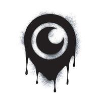Spray Painted Graffiti Map pointer icon Sprayed isolated with a white background. graffiti GPS location symbol with over spray in black over white. vector