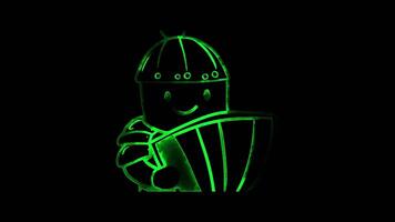 Neon frame effect,Playful Knight with a Shield on black background video