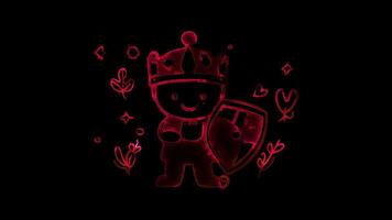 Neon frame effect,Playful Knight with a Shield on black background video
