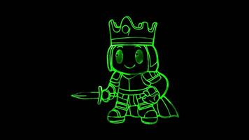Neon frame effect,Cheerful Knight with a Sword on black background video