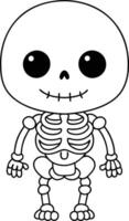 A skeleton with a big smile on his face coloring page vector