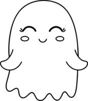 A ghost with eyes closed coloring page vector
