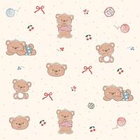 CUTE BEAR WITH POLKADOT PATTERN vector