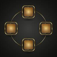 A gold premium rectangle info chart with smooth, rounded edges. The center of the rectangle has a rich, gradient gold tone , illustration vector