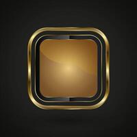 A gold premium rectangle icon with smooth, rounded edges. The center of the rectangle has a rich, gradient gold tone that shifts subtly from lighter to darker shades vector