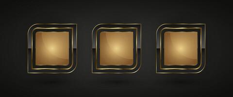 Set of three Luxury special geometrical shape of symbol with gold stoke around it used for high level and premium value concepts, illustration design vector
