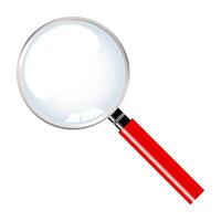 Magnifying glass loupe with red handle on white background vector