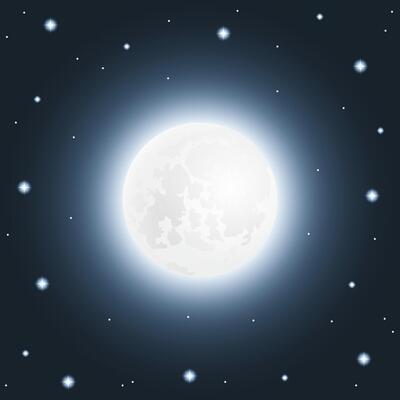 Big full moon with stars in the night sky