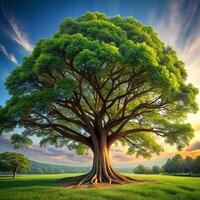 Photorealistic view of tree in nature with branches and trunk photo