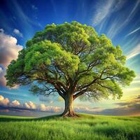 Photorealistic view of tree in nature with branches and trunk photo