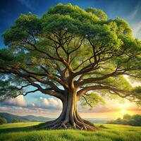 Photorealistic view of tree in nature with branches and trunk photo