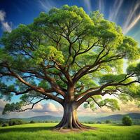 Photorealistic view of tree in nature with branches and trunk photo