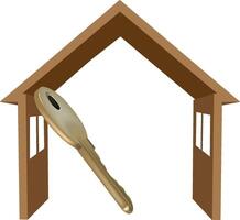 Golden key unlocking a new home purchase vector