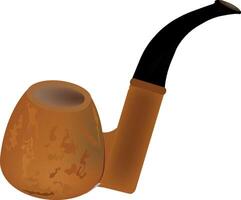 Classic tobacco pipe resting on white background vector