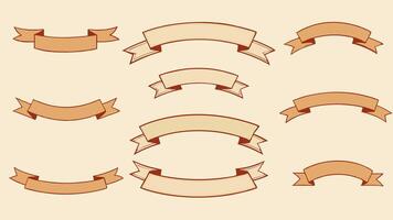 Ribbon Elements Set with Starburst Labels Vintage and Modern Flat Style Collection vector