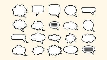 Comic Speech Bubbles for Comments Blank Text Boxes with Doodle Clouds and Balloon Shapes vector