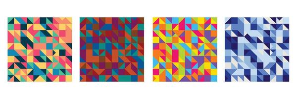 Four Colorful Abstract Seamless Triangular Geometric Pattern Background Set Dark Colors vector